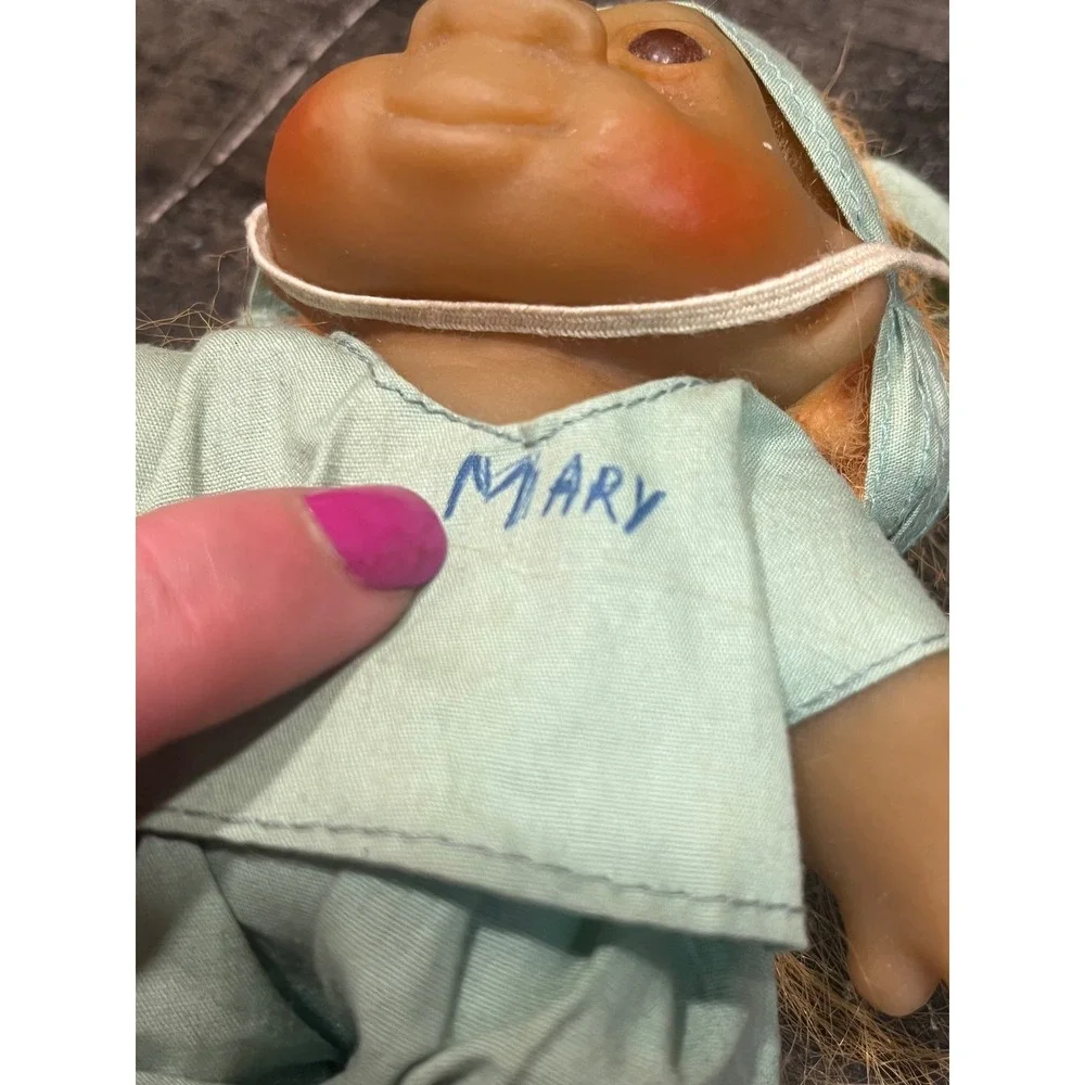 Vintage 1986 Russ Berrie Dam Troll Doll Nurse Doctor Mary Scrubs Orange Hair